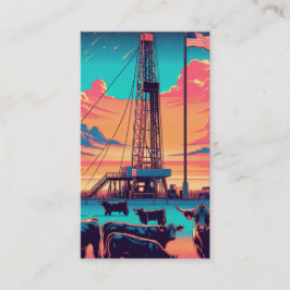 油とガス産業リグキャトルアメリカ国旗 名刺