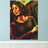 油のパステルで女性の電車での絵 キャンバスプリント (インサイチュ (ウッドフロア))