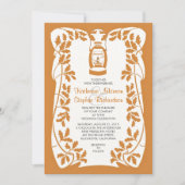 油のランタンおよびオークの木の葉の結婚式招待状 招待状 (正面)