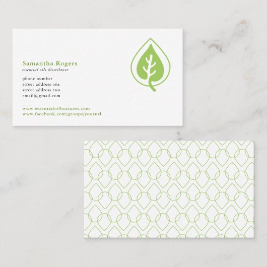 油の低下および葉のロゴパターン精油 名刺 (正面/裏面)