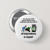 油の依存は愚かです 缶バッジ (正面&裏面)