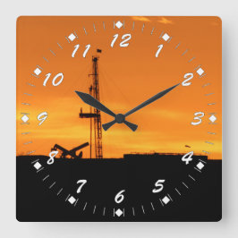 油の改修の装備の白数 スクエア壁時計