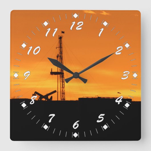 油の改修の装備の白数 スクエア壁時計 (正面)