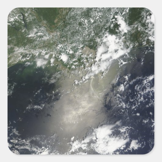 油の縞模様とリボンの衛星ビュー スクエアシール (正面)