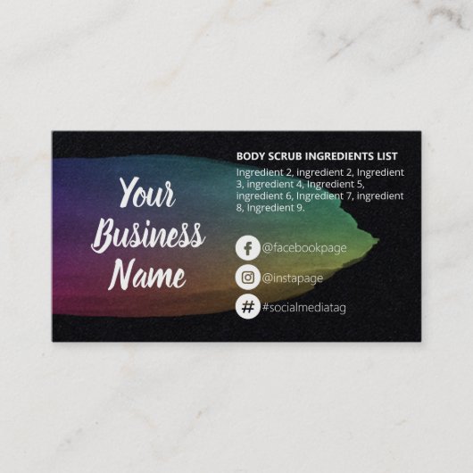 油の黒い材料の説明 名刺 (正面)