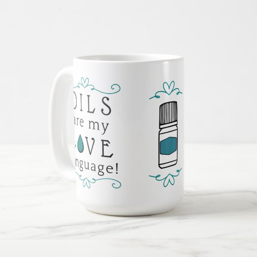 油は私の愛の言語コーヒーマグティール(緑がかった色)/緑 コーヒーマグカップ (正面左)