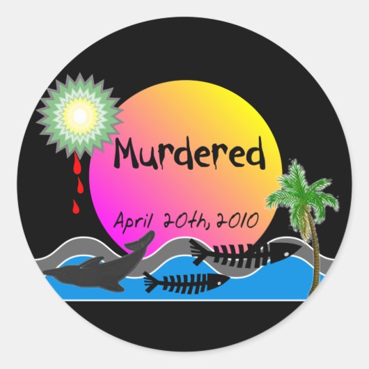 油をこぼす災害Tシャツと製品 ラウンドシール (正面)