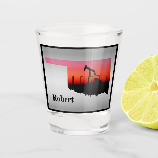 油ウェルポンプジャックオクラホマパーソナライズされた形状 ショットグラス (正面)