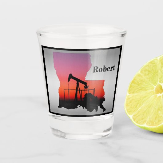 油ウェルポンプジャックルイジアナパーソナライズされた形状 ショットグラス (正面)