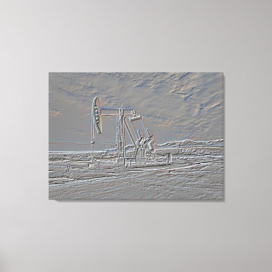 油ウェルポンプ（ポンプジャック）ユニット(エンボスの外観) キャンバスプリント (正面)