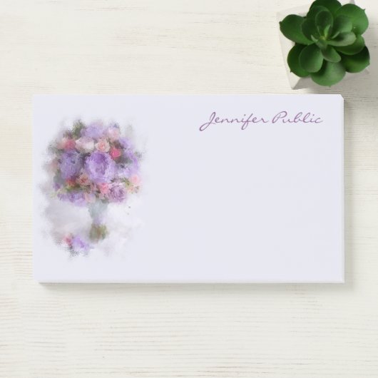 油カラーフラワーズハンドスクリプトエレガントアートテンプレート ポストイット (オフィス)