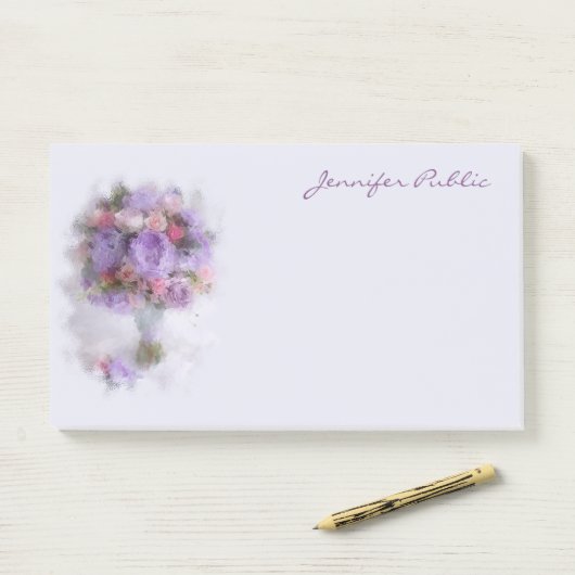 油カラーフラワーズハンドスクリプトエレガントアートテンプレート ポストイット (デスク)