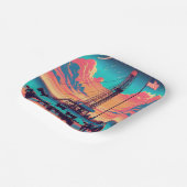 油ガスリグアットサンセットキャトルとアメリカ国旗 ペーパープレート (傾斜あり)