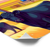 油ガス掘削シーン牛とフラグ ポスター (コーナー)