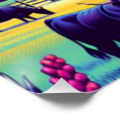 油ガス掘削シーン牛とフラグ ポスター (コーナー)