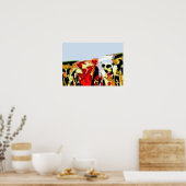 "油スピル"海の色の抽象芸術 ポスター (キッチン)