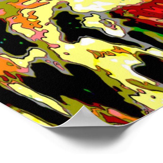 "油スピル"海の色の抽象芸術 ポスター (角)