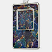 油スリックのクリスマスオーナメント シルバープレートフレームオーナメント (左)