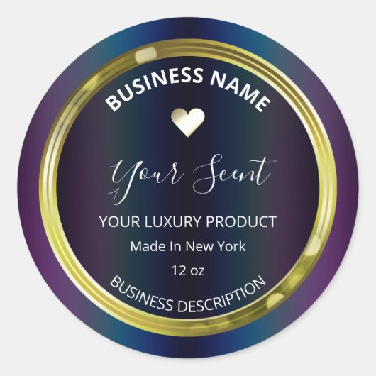 油スリック色金ゴールド額縁大豆キャンドルラベル ラウンドシール (正面)