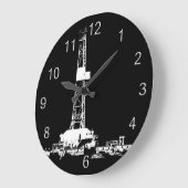 油ドリリングリグ（白） ラージ壁時計 (傾斜)