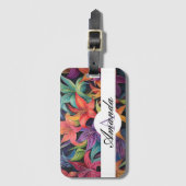 油パステルリリカラフルーフラワーパターンモノグラーム ラゲッジタグ (正面縦)