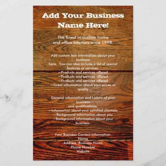 油フェイク入りウッドプランクパーソナライズされたカスタム チラシ (正面)
