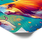 油ポンプジャッキと牛のシーン ポスター (コーナー)