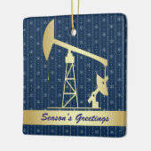 油ポンプジャッククリスマス セラミックオーナメント (左)