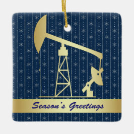 油ポンプジャッククリスマス セラミックオーナメント