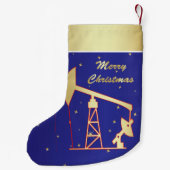 油ポンプジャックメリークリスマスブルー スモールクリスマスストッキング (裏面)