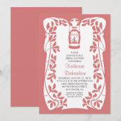 油ランタン&オークツリーラスティックブライダルシャワー 招待状 (正面/裏面)