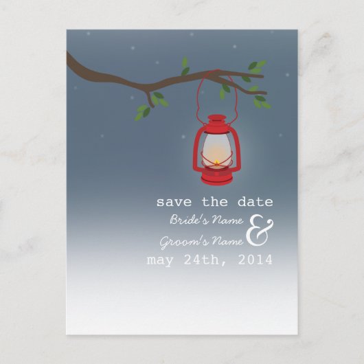 油ランプキャンピング/屋外夕べ日付を保存 案内ポストカード (正面)