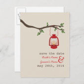 油ランプキャンプ/アウトドアウェディング日付を保存 案内ポストカード (正面/裏面)