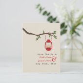 油ランプキャンプ/アウトドアウェディング日付を保存 案内ポストカード (スタンド正面)