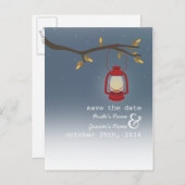 油ランプ夕べ屋外秋日付を保存 案内ポストカード (正面/裏面)