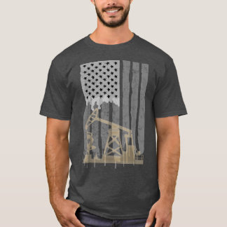油リグAmerican Day USAフラグ軍隊ワーカーオールフ Tシャツ
