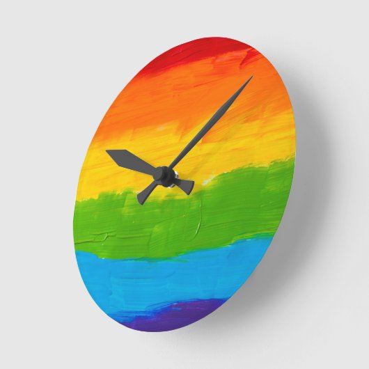 油レ絵を描インボーカラーズゲイレズビアンLGBT ラウンド壁時計 (傾斜)