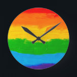 油レ絵を描インボーカラーズゲイレズビアンLGBT ラウンド壁時計<br><div class="desc">油レ絵を描インボーカラーズゲイレズビアンLGBT</div>