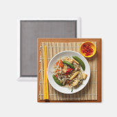 油中国の揚げ野菜をキリでかき混ぜる マグネット (正面/裏面)