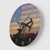 油井および米国旗 ラージ壁時計 (傾斜)