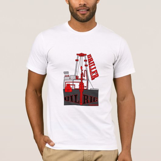 油井の穴あけ機、掘削装置のTシャツ、油田、 Tシャツ (正面)