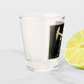 油井ポンプジャック・ブラックおよび金ゴールド ショットグラス (左)