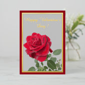 油彩で描かれた赤いバラ - ハッピー バレンタインデー 箔シーズンカード (立ち正面)