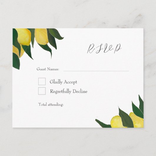 油彩レモンの出欠カード インビテーションポストカード (正面)
