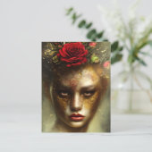 油彩画 ヴィンテージ風 くすんだ縁 女性 ポストカード (スタンド正面)