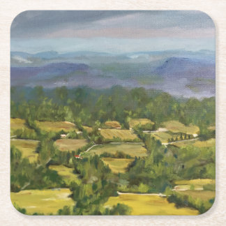 油彩画「上の野原」風景 スクエアペーパーコースター