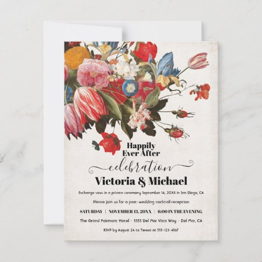 油彩静物花卉婚礼回复卡 出欠カード (正面)