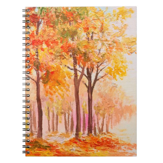 油彩風景 – カラフル秋の森 ノートブック (正面)