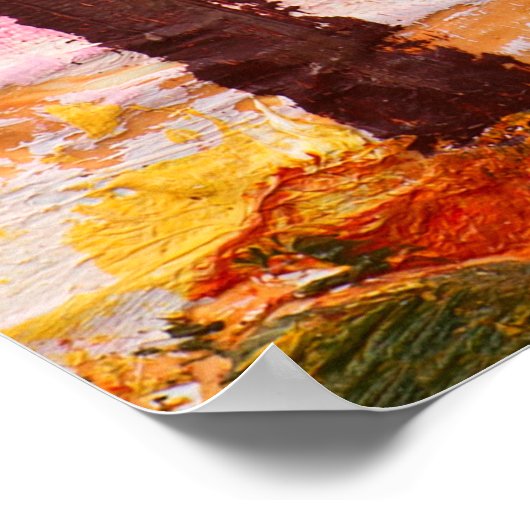 油彩風景 – カラフル秋の森 ポスター (角)