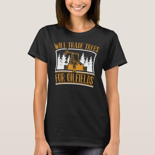油掘削木破砕油田 Tシャツ (正面)